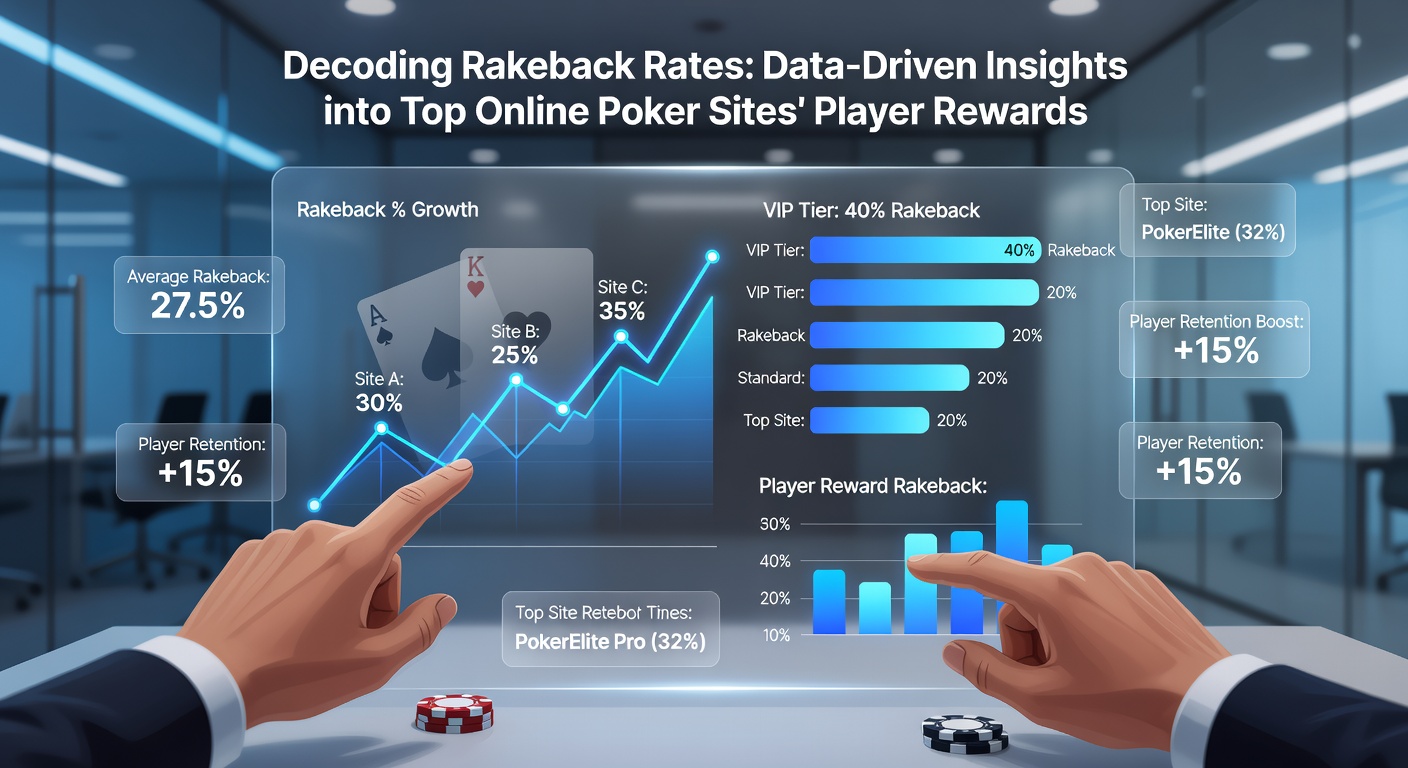 Detaillierte Tabelle mit Rakeback-Prozentsätzen, VIP-Leveln und monatlichen Beispielen für Top-Poker-Rooms im Jahr 2026