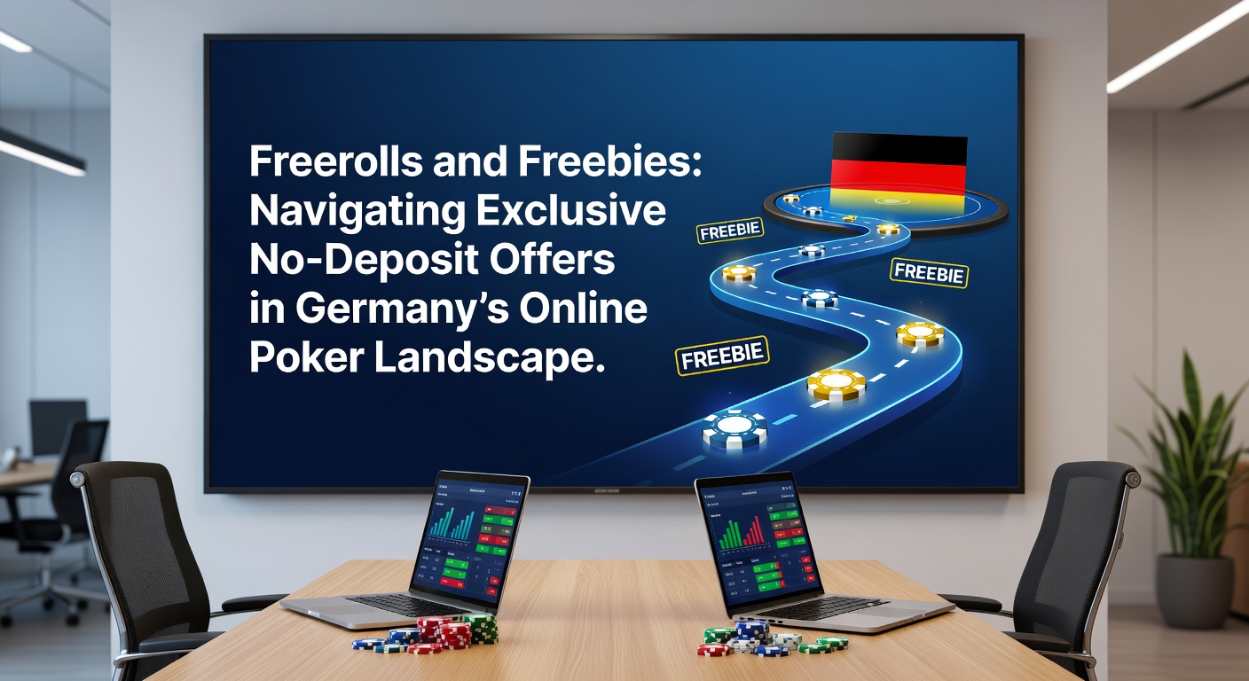 Spieler am Laptop bei einem Freeroll-Turnier, mit Pokerchips und Bildschirm im Fokus